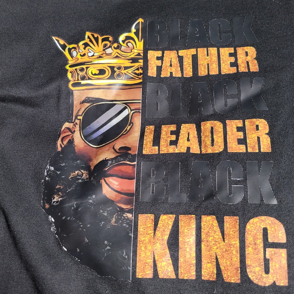 Black Graphic T-Shirt with Gold Accents